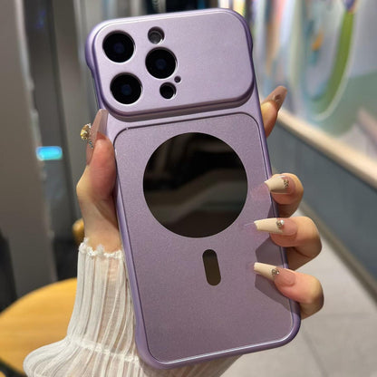 For iPhone 15 Pro Max Large Window Borderless Mirror Magnetic Phone Case - Purple - EDA010108707G