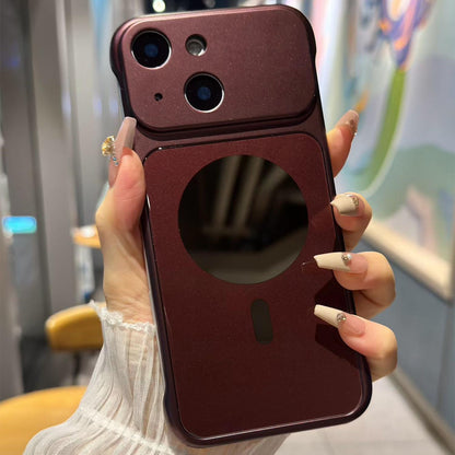 For iPhone 14 / 13 Large Window Borderless Mirror Magnetic Phone Case - Cherry Red - EDA010108710A