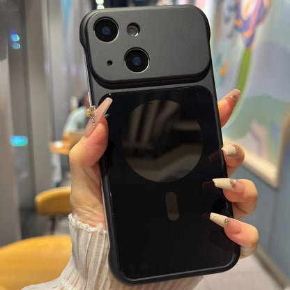 For iPhone 14 / 13 Large Window Borderless Mirror Magnetic Phone Case - Black - EDA010108710C