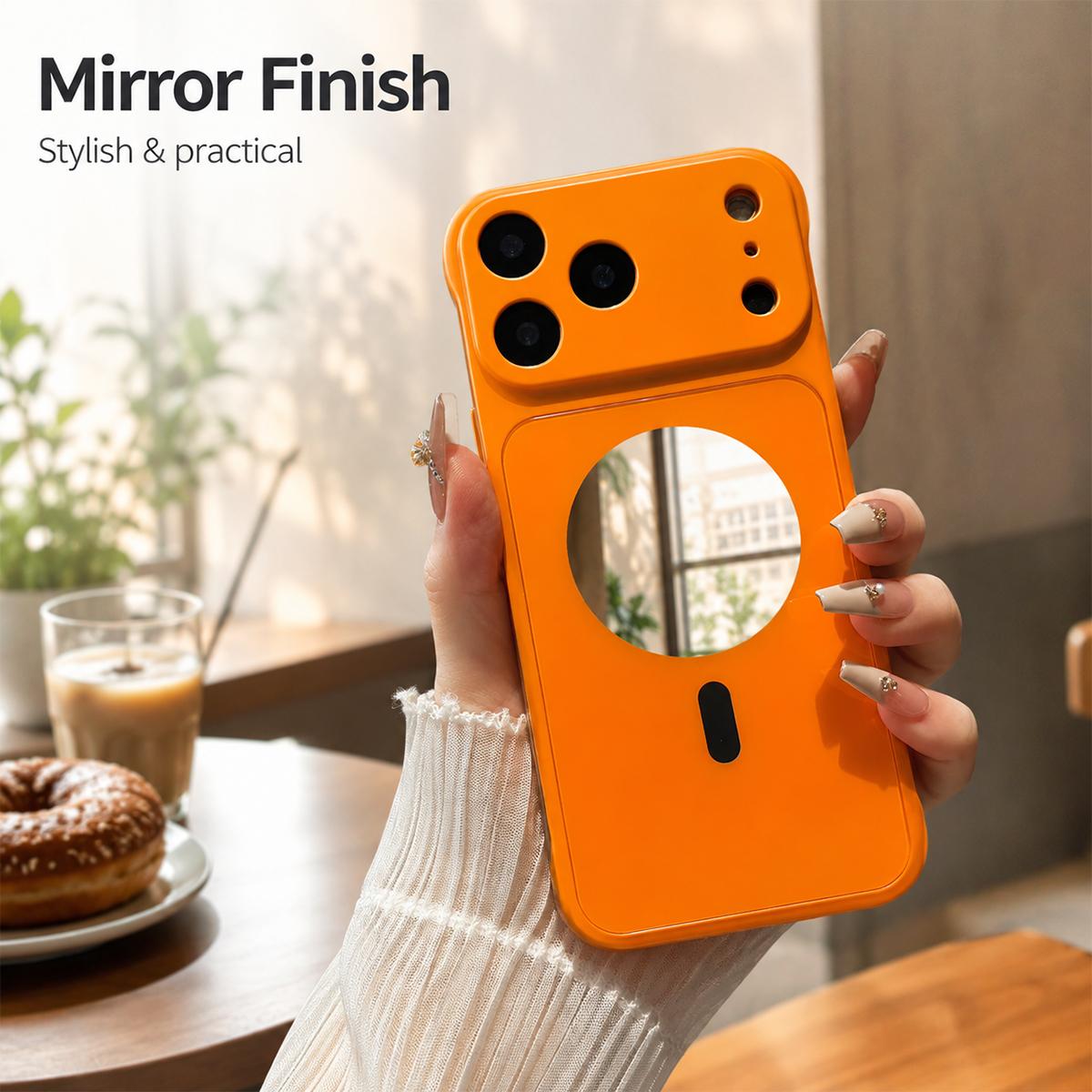 For iPhone 13 Pro Large Window Borderless Mirror Magnetic Phone Case - Black - EDA010108714C