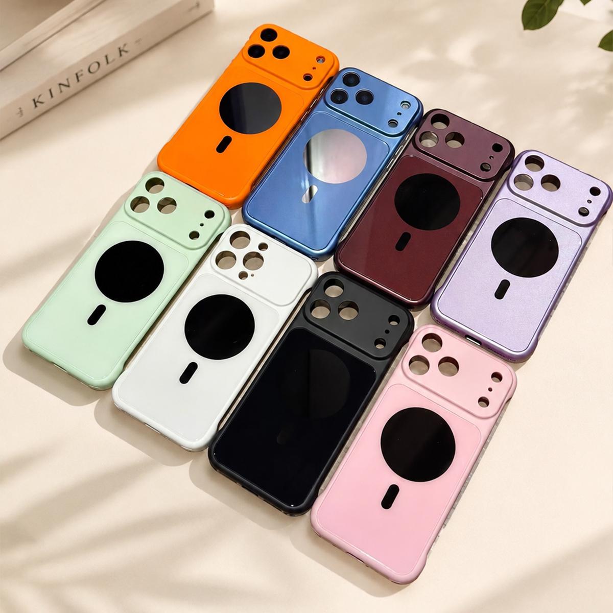 For iPhone 17 Large Window Borderless Mirror Magnetic Phone Case - White - EDA010108703B