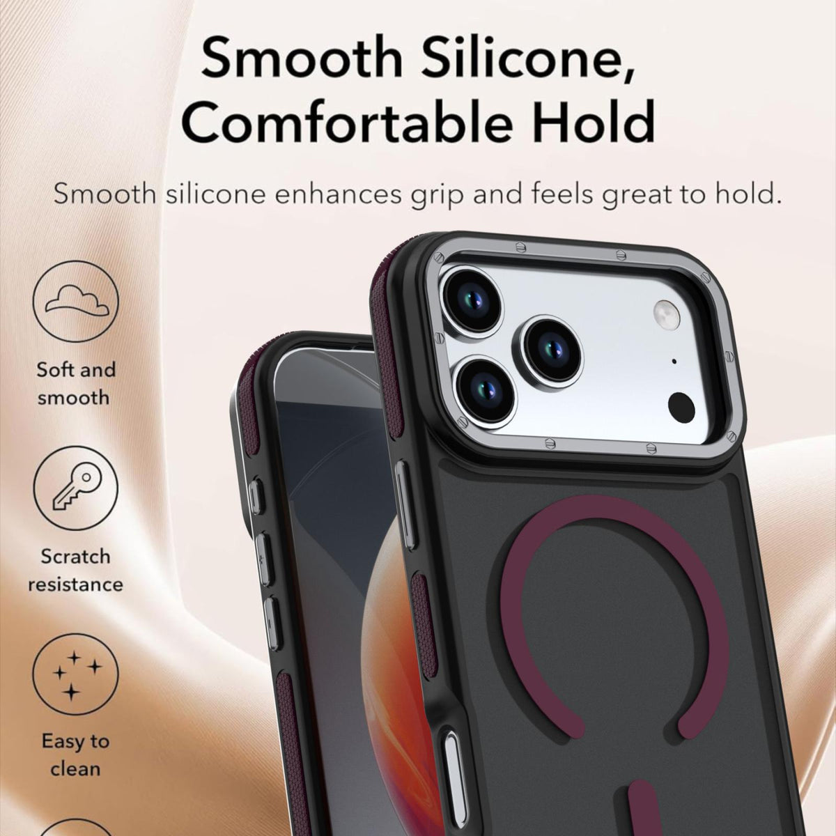 For iPhone 18 Pro Dual Color Skin Feel Magnetic Phone Case - Wine Red - EDA010108802F