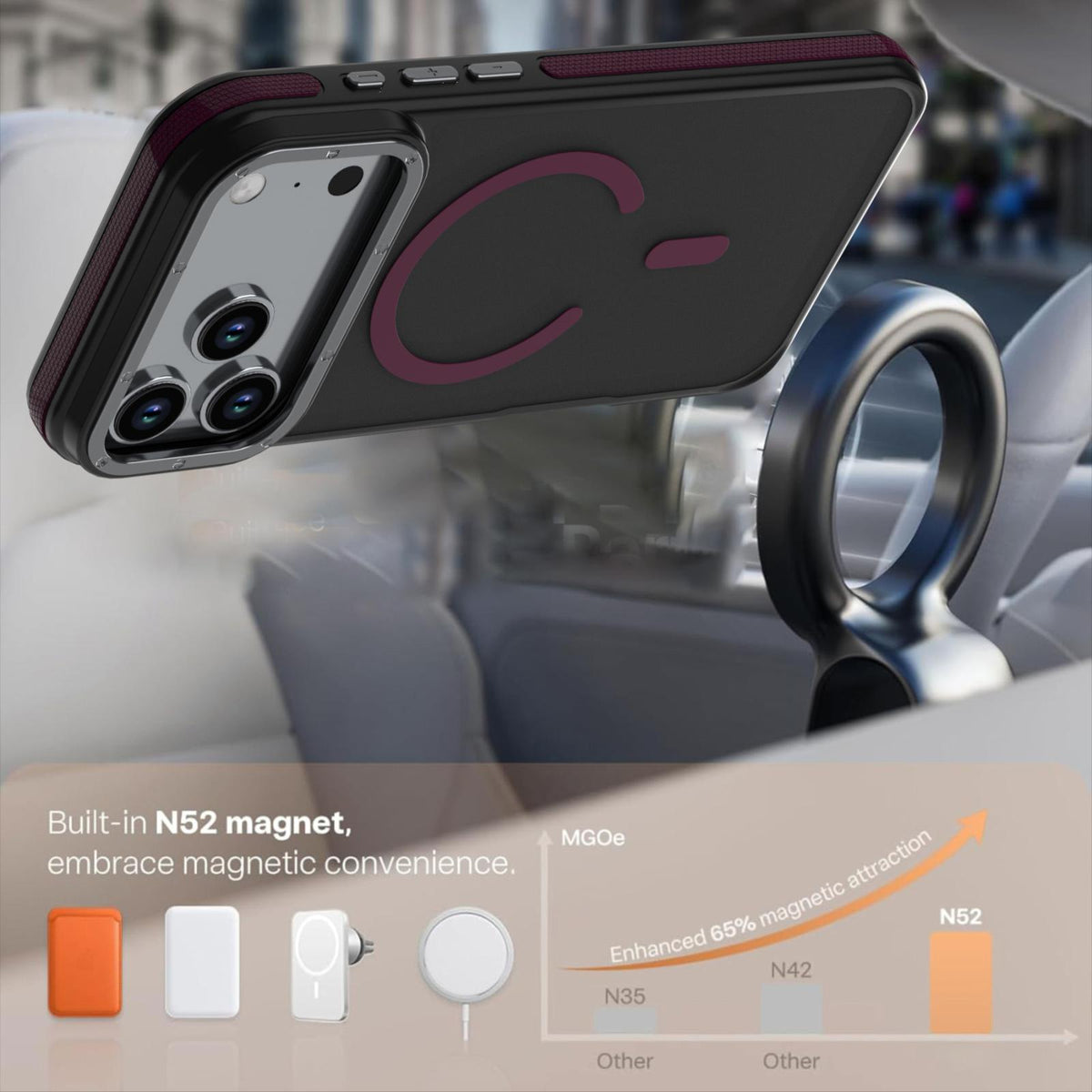 For iPhone 18 Pro Dual Color Skin Feel Magnetic Phone Case - Wine Red - EDA010108802F