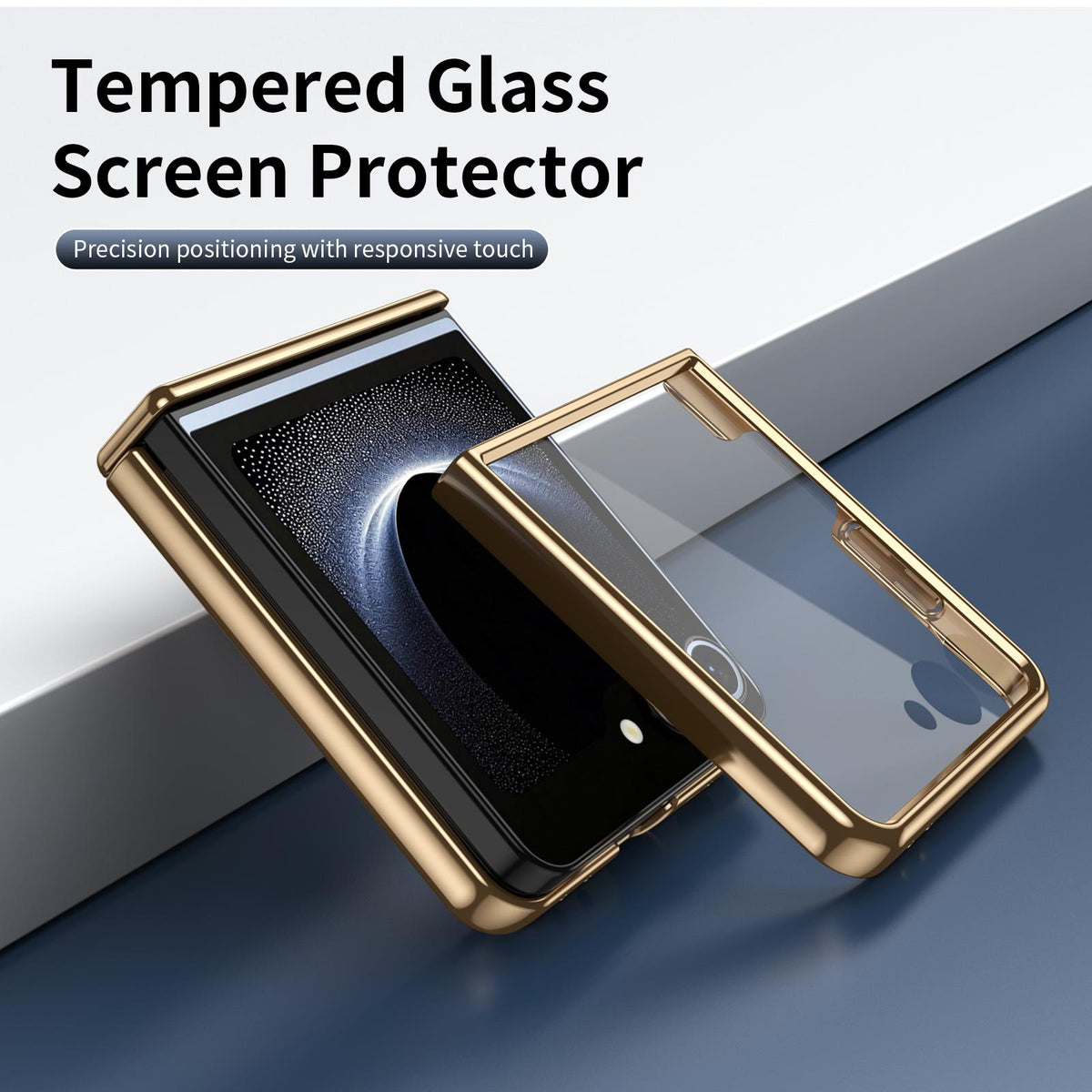 For Galaxy Z Flip8 5G Electroplated PC Fold Shockproof Vegan Leather Phone Case - Black - EDA010120003E