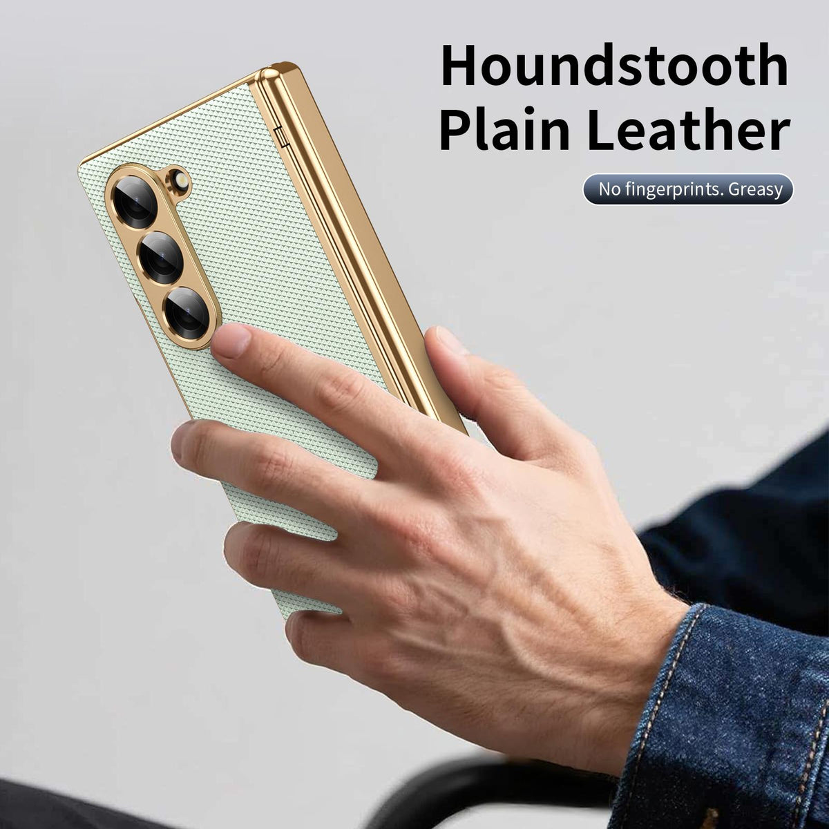 For Galaxy Z Fold6 Electroplated PC Fold Shockproof Vegan Leather Phone Case - Cyan - EDA010120007C