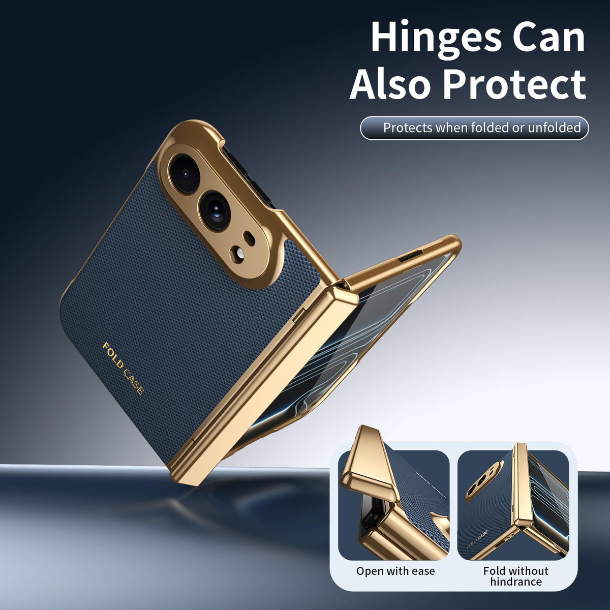For iPhone Duo Electroplated PC Fold Shockproof Vegan Leather Phone Case - Blue - EDA010120401A