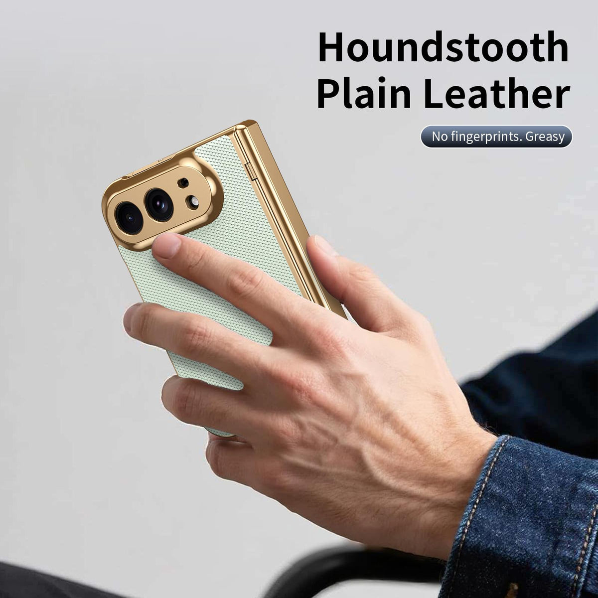 For iPhone Duo Electroplated PC Fold Shockproof Vegan Leather Phone Case - Cyan - EDA010120401C