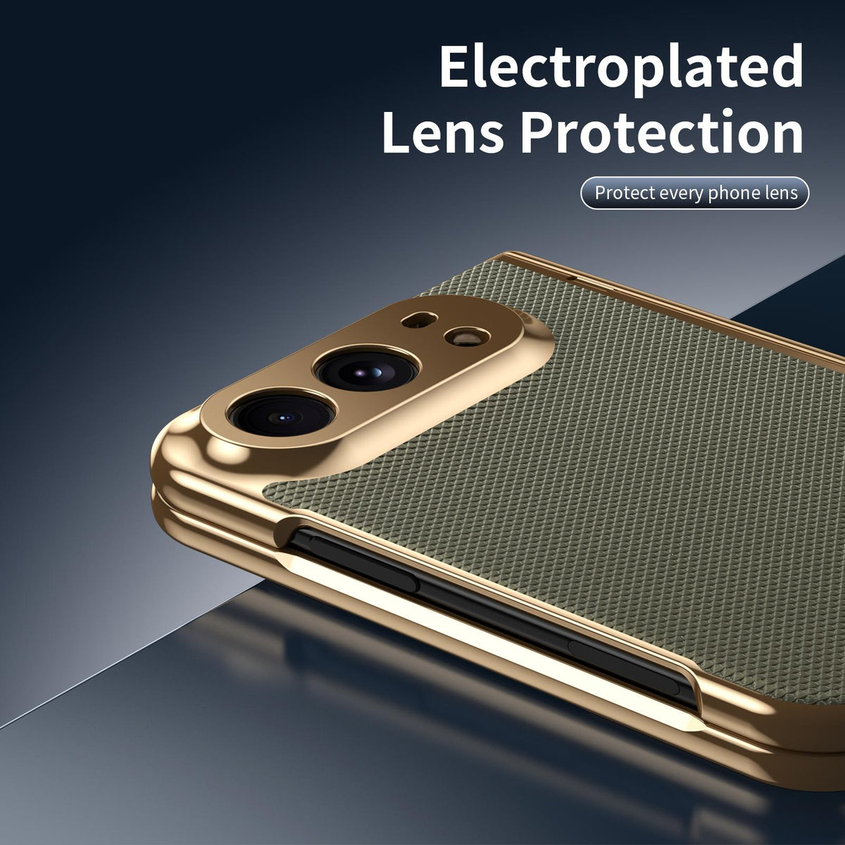 For iPhone Duo Electroplated PC Fold Shockproof Vegan Leather Phone Case - Olive Green - EDA010120401F