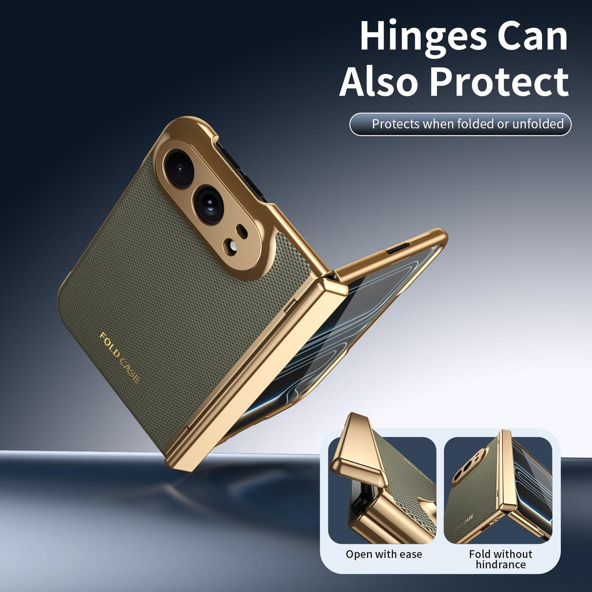For iPhone Duo Electroplated PC Fold Shockproof Vegan Leather Phone Case - Olive Green - EDA010120401F
