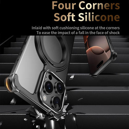For iPhone 16 Pro Max Borderless 360 Degree Holder Metal Phone Case - Desert Gold - EDA010121401A