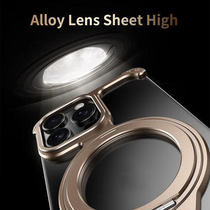 For iPhone 16 Pro Max Borderless 360 Degree Holder Metal Phone Case - Desert Gold - EDA010121401A