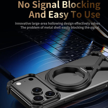 For iPhone 18 Pro Max / 17 Pro Max Borderless 360 Degree Holder Metal Phone Case - Orange - EDA010121501A