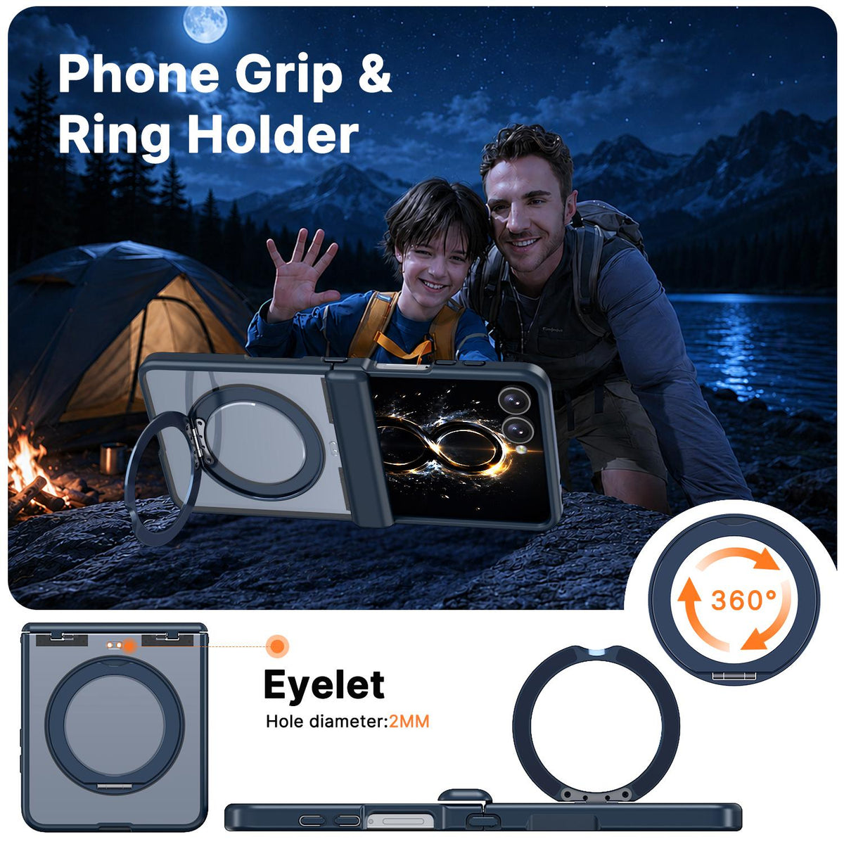 For Galaxy Z Flip8 5G Kalebol MagSafe Metal Ring Holder Phone Case - Blue - EDA010125901B