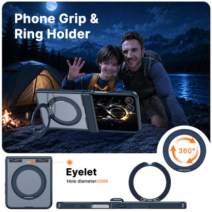 For Galaxy Z Flip8 5G Kalebol MagSafe Metal Ring Holder Phone Case - Blue - EDA010125901B