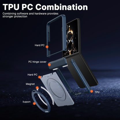 For Galaxy Z Flip8 5G Kalebol MagSafe Metal Ring Holder Phone Case - Blue - EDA010125901B