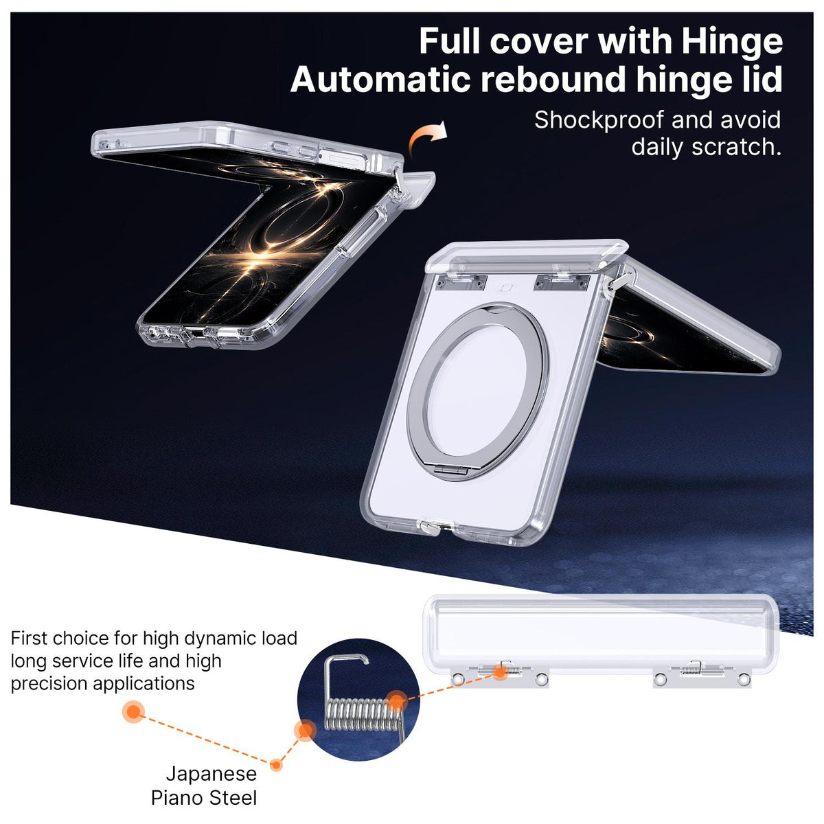 For Galaxy Z Flip8 5G Kalebol MagSafe Metal Ring Holder Phone Case - Transparent - EDA010125901D