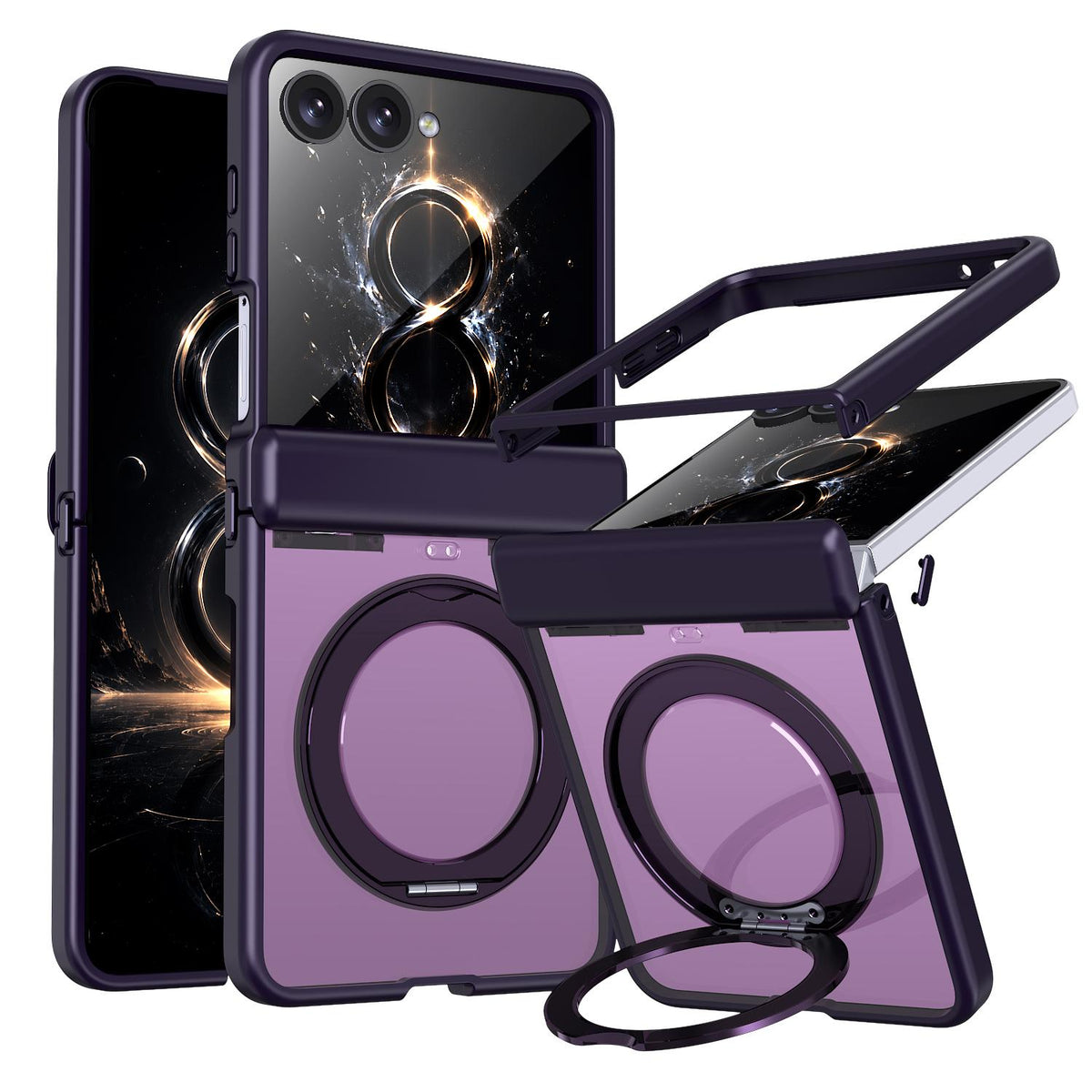 For Galaxy Z Flip8 5G Kalebol MagSafe Metal Ring Holder Phone Case - Purple - EDA010125901E