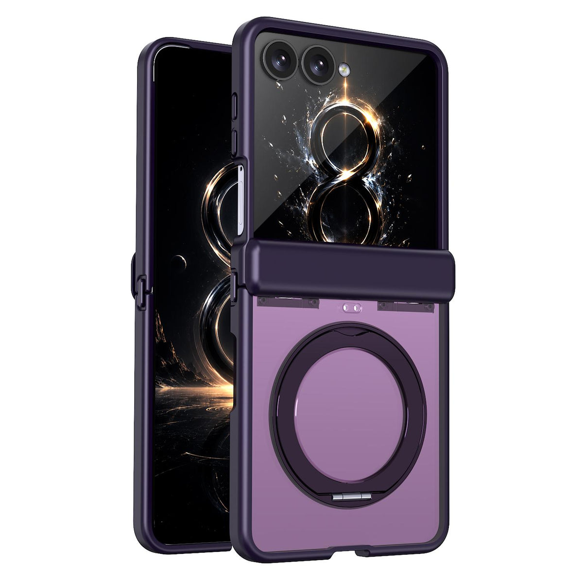 For Galaxy Z Flip8 5G Kalebol MagSafe Metal Ring Holder Phone Case - Purple - EDA010125901E