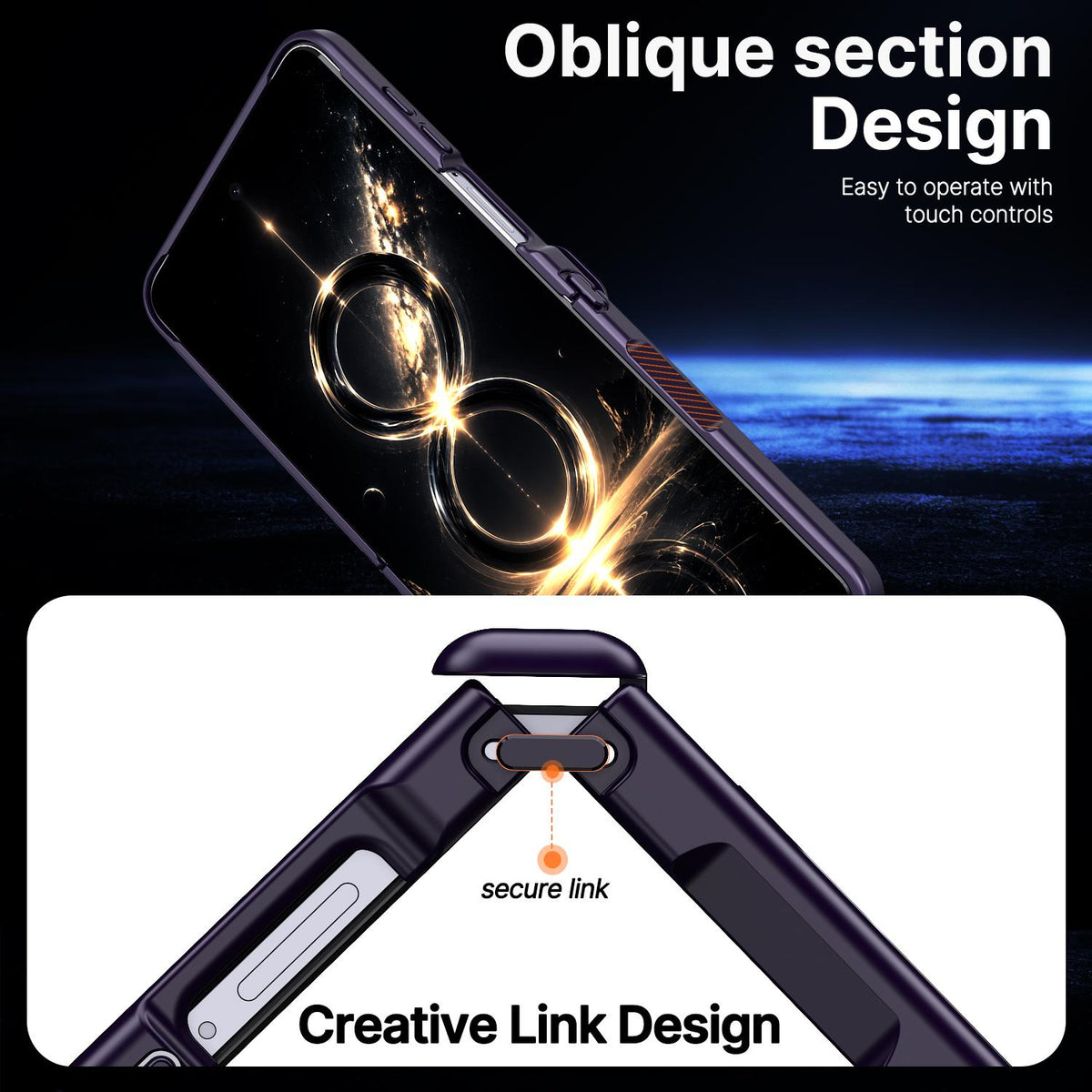 For Galaxy Z Flip8 5G Kalebol MagSafe Metal Ring Holder Phone Case - Purple - EDA010125901E