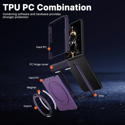 For Galaxy Z Flip8 5G Kalebol MagSafe Metal Ring Holder Phone Case - Purple - EDA010125901E