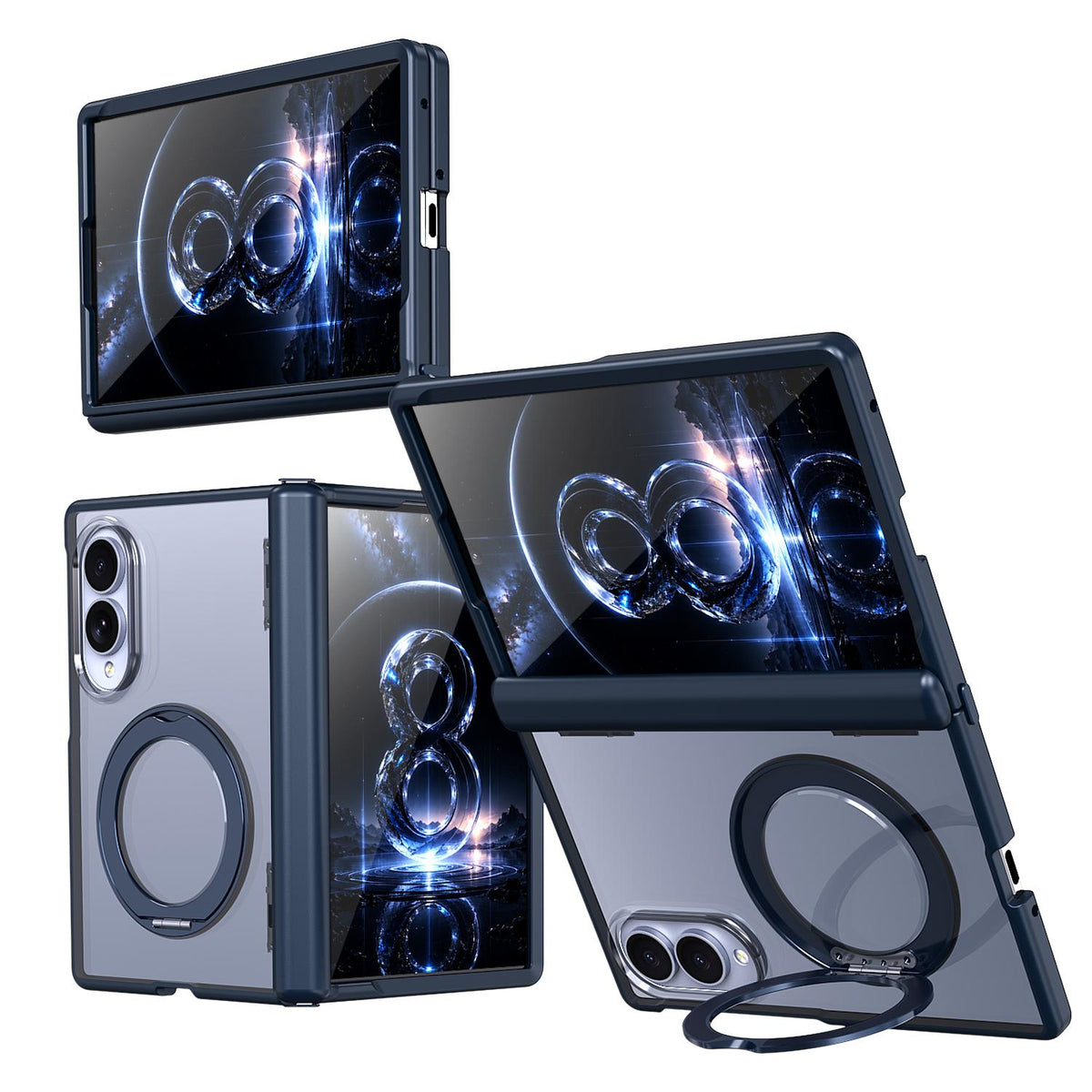 For Galaxy Z Fold8 5G Kalebol MagSafe Metal Ring Holder Phone Case - Blue - EDA010125903B