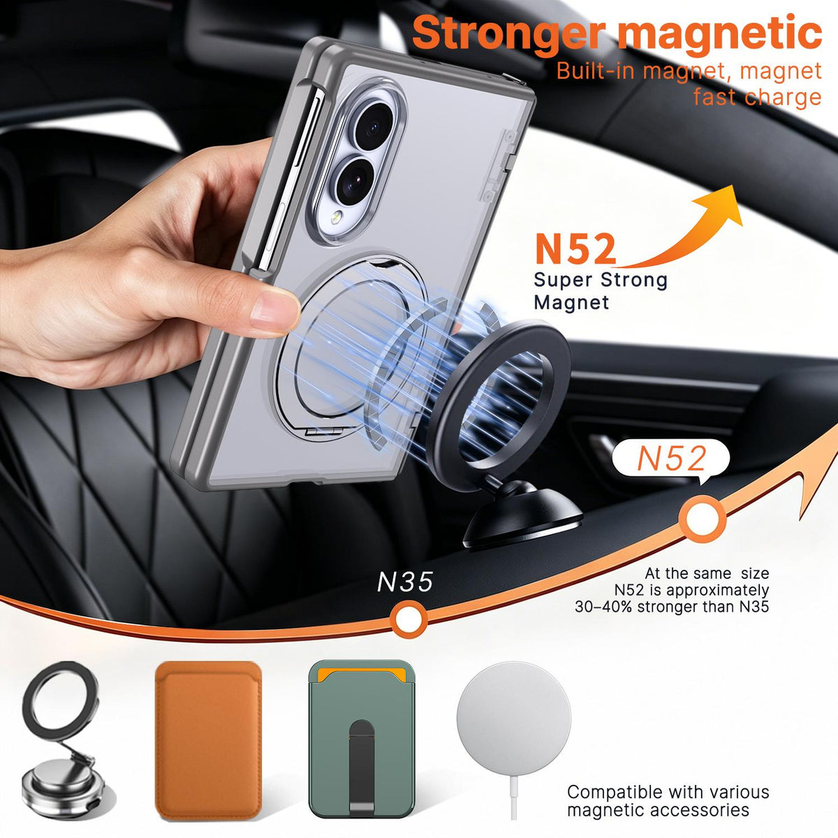 For Galaxy Z Fold8 5G Kalebol MagSafe Metal Ring Holder Phone Case - Titanium Gray - EDA010125903C