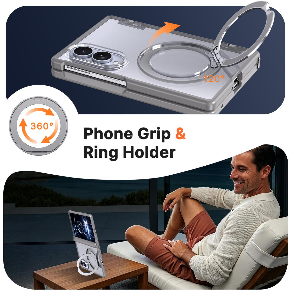 For Galaxy Z Fold8 5G Kalebol MagSafe Metal Ring Holder Phone Case - Titanium Gray - EDA010125903C