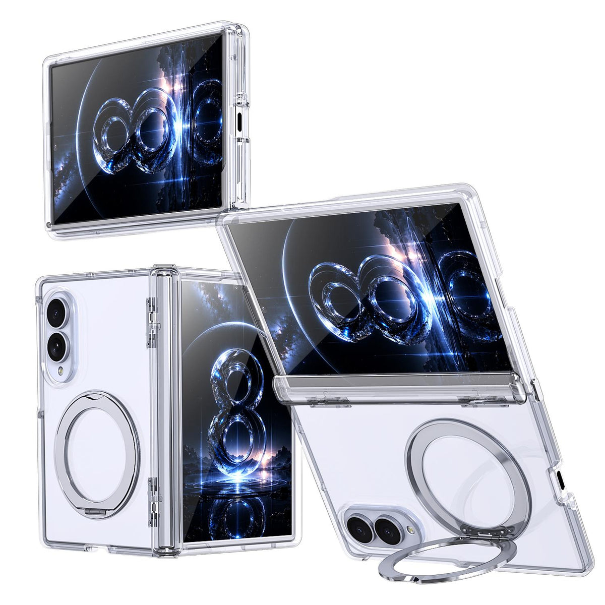For Galaxy Z Fold8 5G Kalebol MagSafe Metal Ring Holder Phone Case - Transparent - EDA010125903D