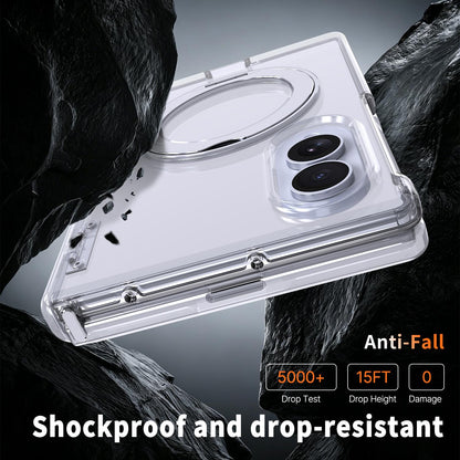 For Galaxy Z Fold8 5G Kalebol MagSafe Metal Ring Holder Phone Case - Transparent - EDA010125903D