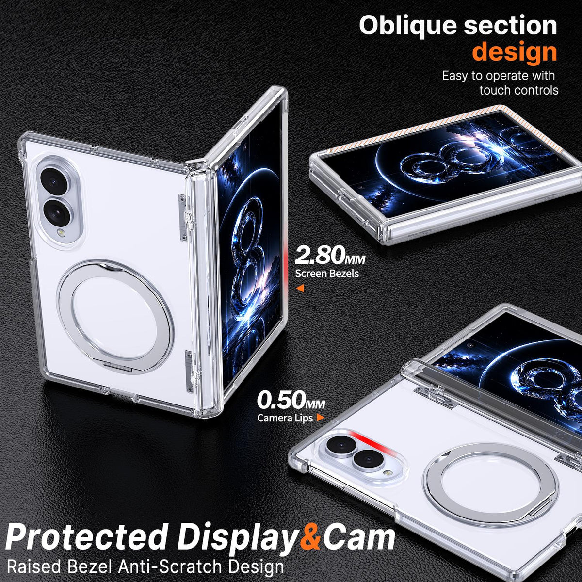 For Galaxy Z Fold8 5G Kalebol MagSafe Metal Ring Holder Phone Case - Transparent - EDA010125903D