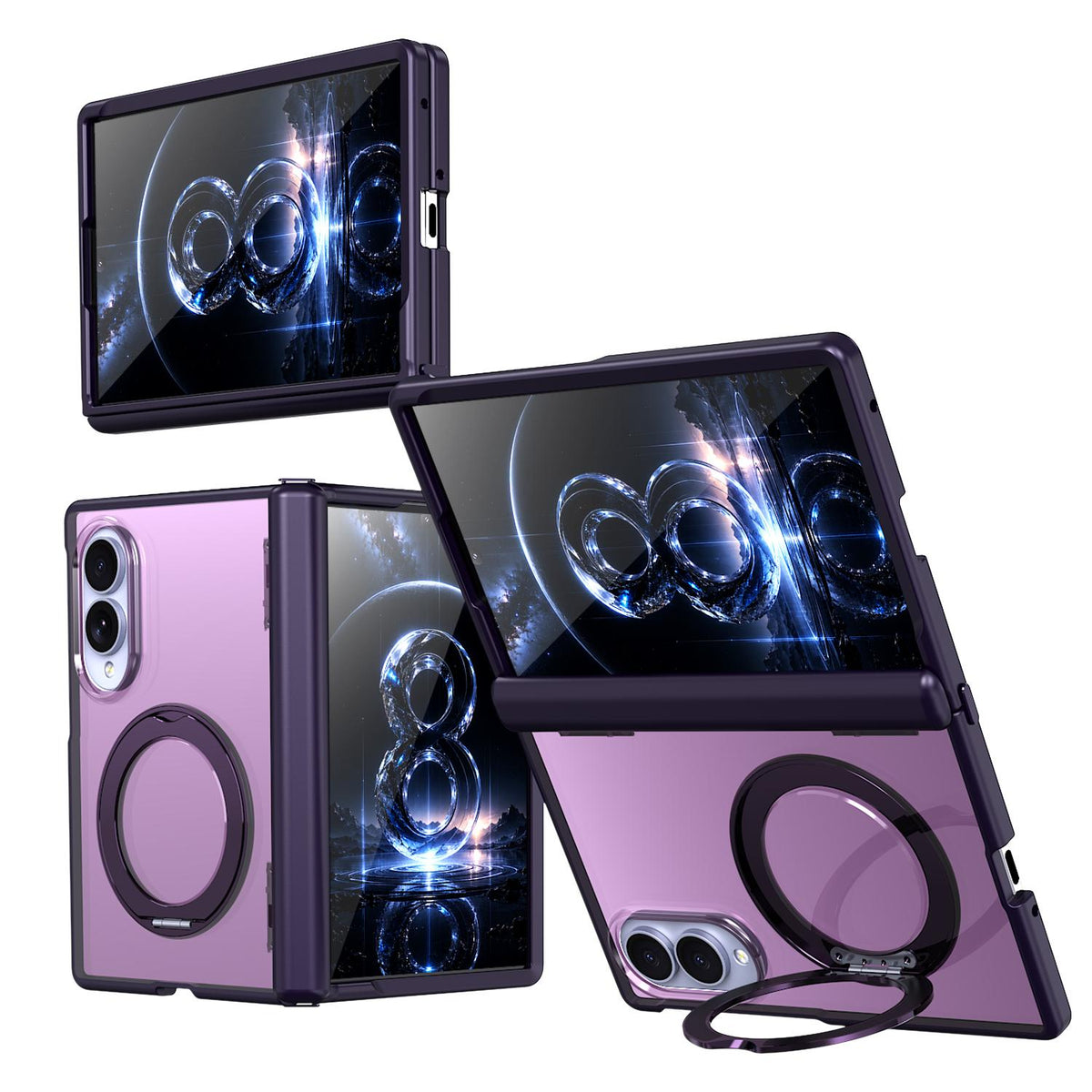 For Galaxy Z Fold8 5G Kalebol MagSafe Metal Ring Holder Phone Case - Purple - EDA010125903E