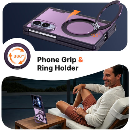 For Galaxy Z Fold8 5G Kalebol MagSafe Metal Ring Holder Phone Case - Purple - EDA010125903E