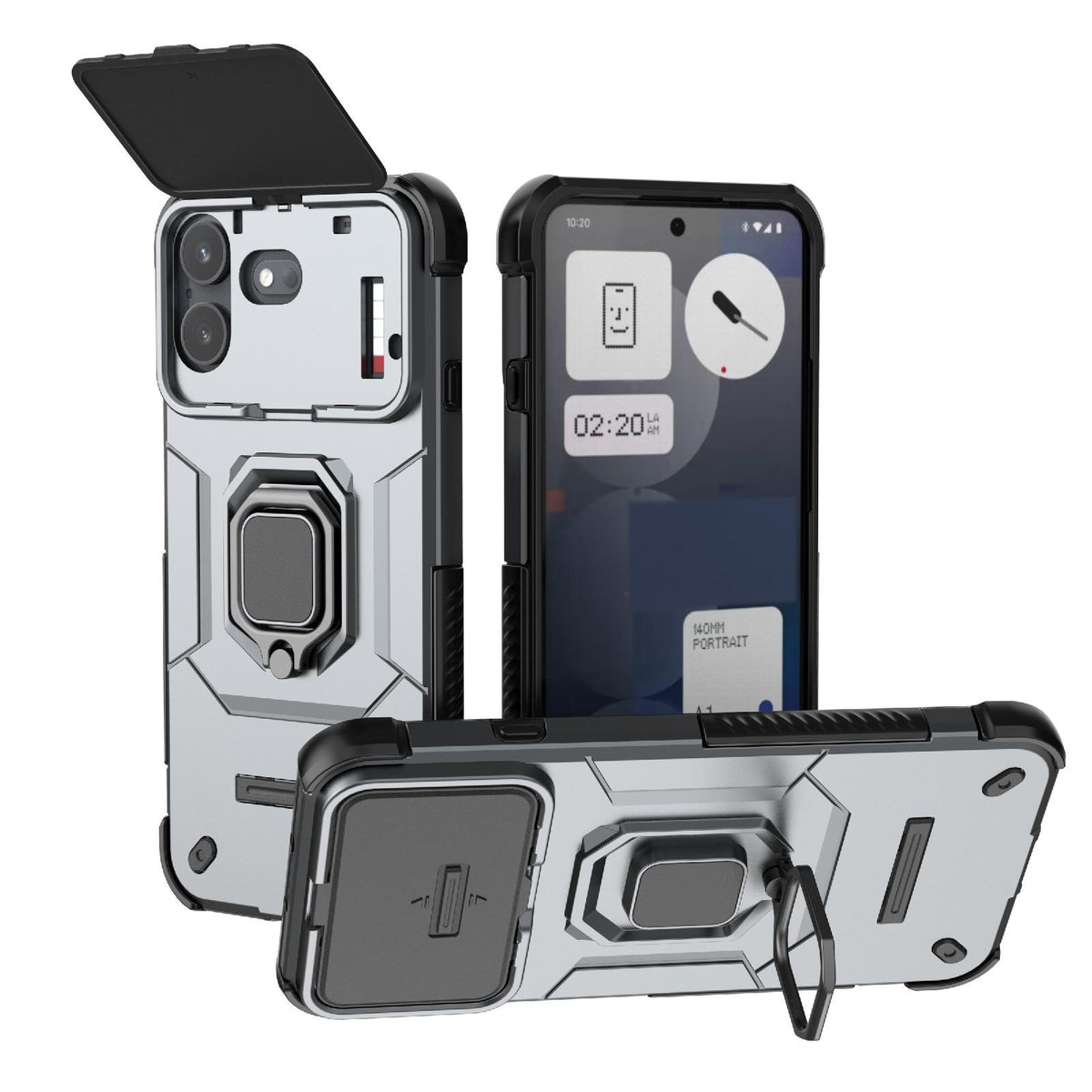 For Nothing Phone 4b 5G Global Sliding Camshield TPU + PC Shockproof Phone Case with Holder - Grey - EDA010128501B