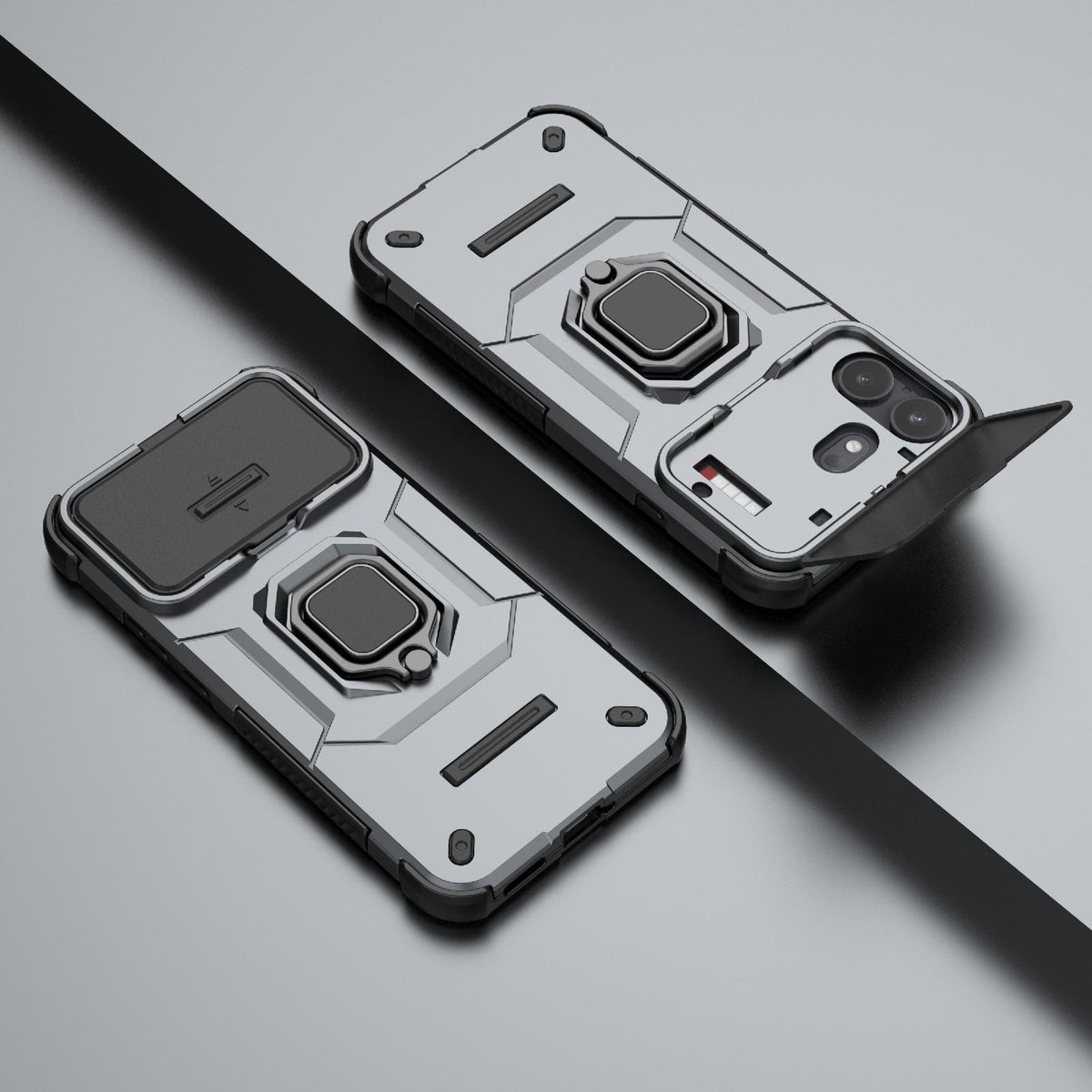 For Nothing Phone 4b 5G Global Sliding Camshield TPU + PC Shockproof Phone Case with Holder - Grey - EDA010128501B