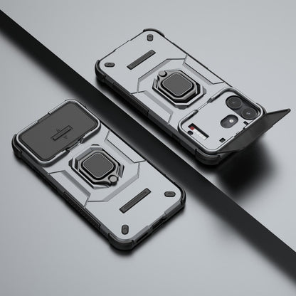 For Nothing Phone 4b 5G Global Sliding Camshield TPU + PC Shockproof Phone Case with Holder - Grey - EDA010128501B