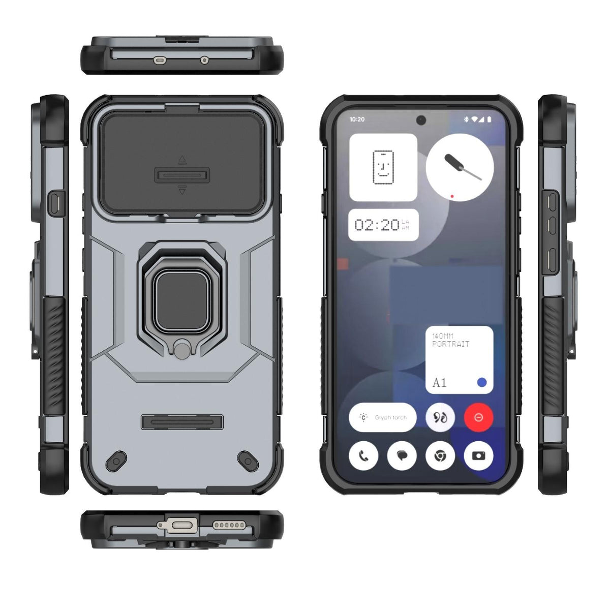 For Nothing Phone 4b 5G Global Sliding Camshield TPU + PC Shockproof Phone Case with Holder - Grey - EDA010128501B