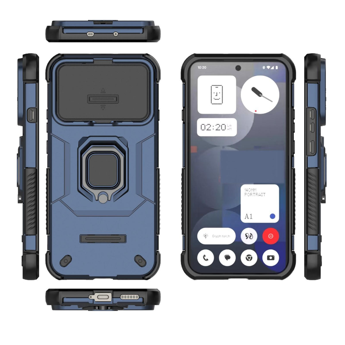For Nothing Phone 4b 5G Global Sliding Camshield TPU + PC Shockproof Phone Case with Holder - Blue - EDA010128501C