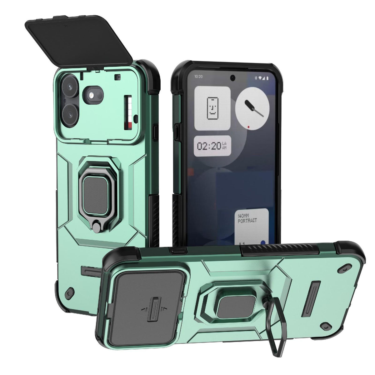 For Nothing Phone 4b 5G Global Sliding Camshield TPU + PC Shockproof Phone Case with Holder - Green - EDA010128501D