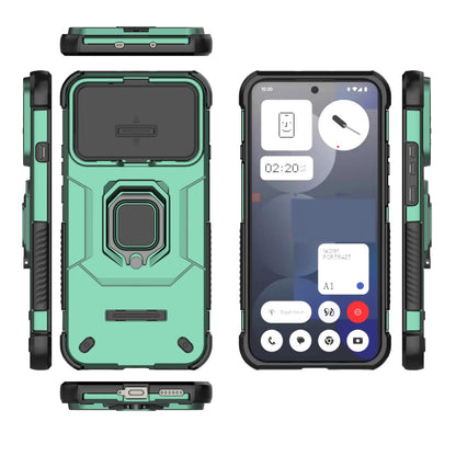 For Nothing Phone 4b 5G Global Sliding Camshield TPU + PC Shockproof Phone Case with Holder - Green - EDA010128501D
