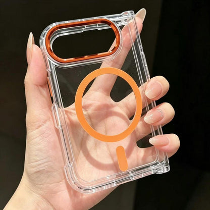 For iPhone Duo Acrylic Transparent Magnetic Phone Case - Orange - EDA010129001D