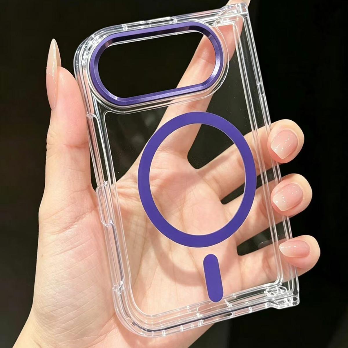 For iPhone Duo Acrylic Transparent Magnetic Phone Case - Purple - EDA010129001G