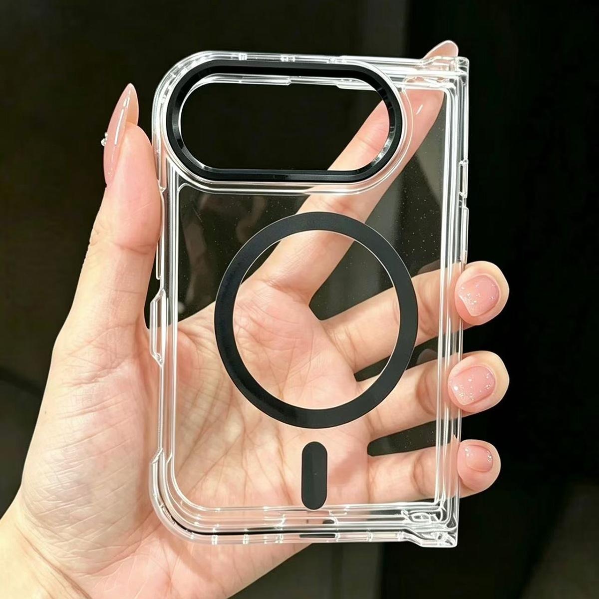 For iPhone Duo Acrylic Transparent Magnetic Phone Case - Black - EDA010129001H
