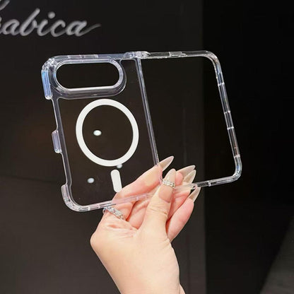 For iPhone Duo Acrylic Transparent Magnetic Phone Case - White - EDA010129001A