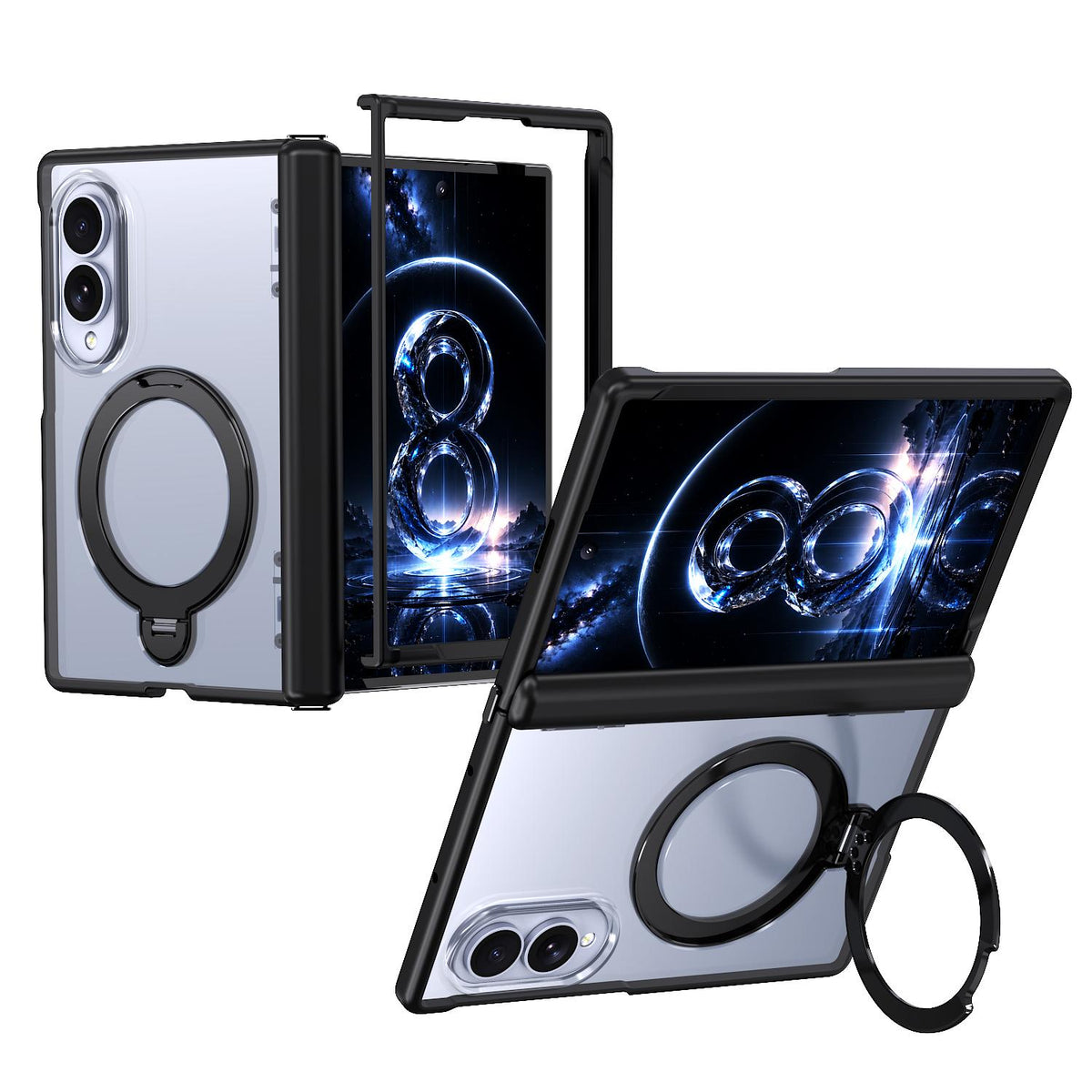 For Galaxy Z Fold8 5G ShenYi R2 Magnetic 360 Folding Metal Ring Holder Phone Case - Black - EDA010131201A