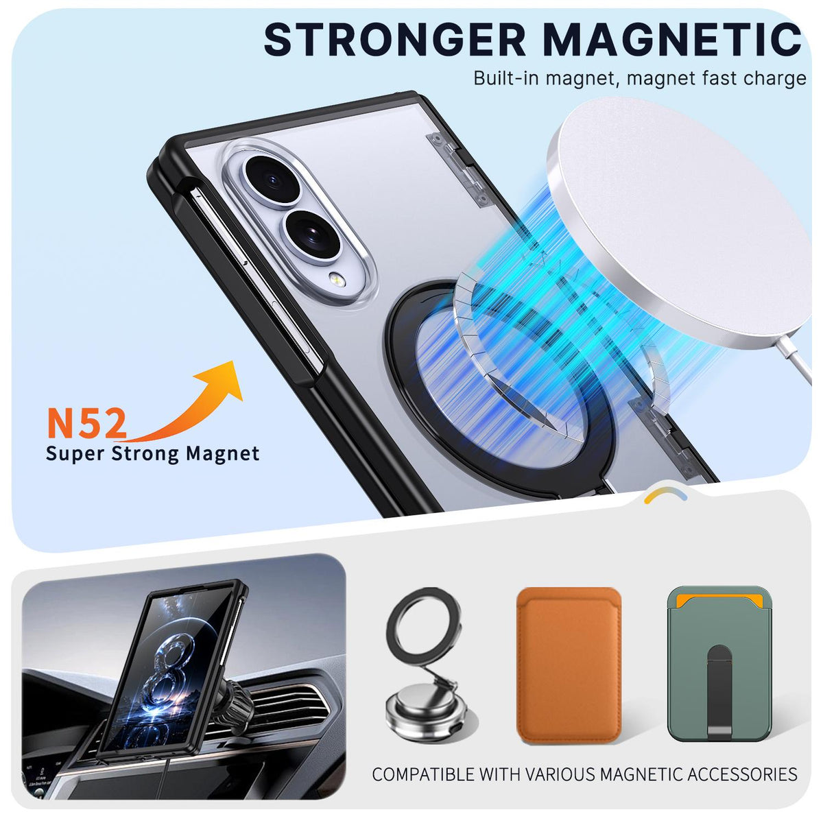For Galaxy Z Fold8 5G ShenYi R2 Magnetic 360 Folding Metal Ring Holder Phone Case - Black - EDA010131201A
