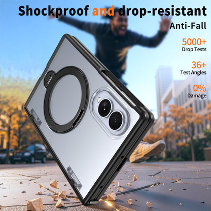For Galaxy Z Fold8 5G ShenYi R2 Magnetic 360 Folding Metal Ring Holder Phone Case - Black - EDA010131201A
