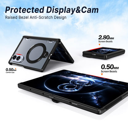 For Galaxy Z Fold8 5G ShenYi R2 Magnetic 360 Folding Metal Ring Holder Phone Case - Black - EDA010131201A