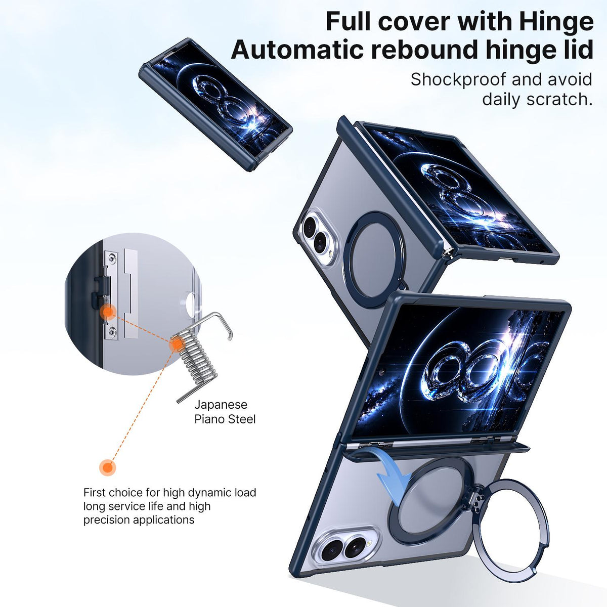 For Galaxy Z Fold8 5G ShenYi R2 Magnetic 360 Folding Metal Ring Holder Phone Case - Blue - EDA010131201B