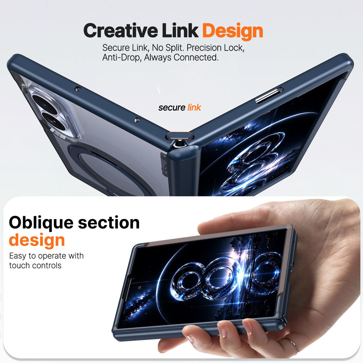 For Galaxy Z Fold8 5G ShenYi R2 Magnetic 360 Folding Metal Ring Holder Phone Case - Blue - EDA010131201B