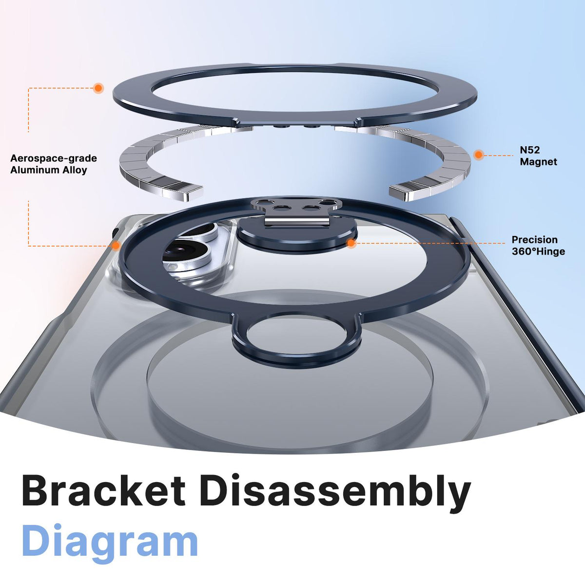 For Galaxy Z Fold8 5G ShenYi R2 Magnetic 360 Folding Metal Ring Holder Phone Case - Blue - EDA010131201B